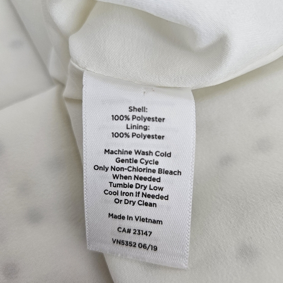 Talbots Blouse Off White Polka Dot Gathered Long Sleeve Keyhole Top Petite PL - Picture 9 of 9